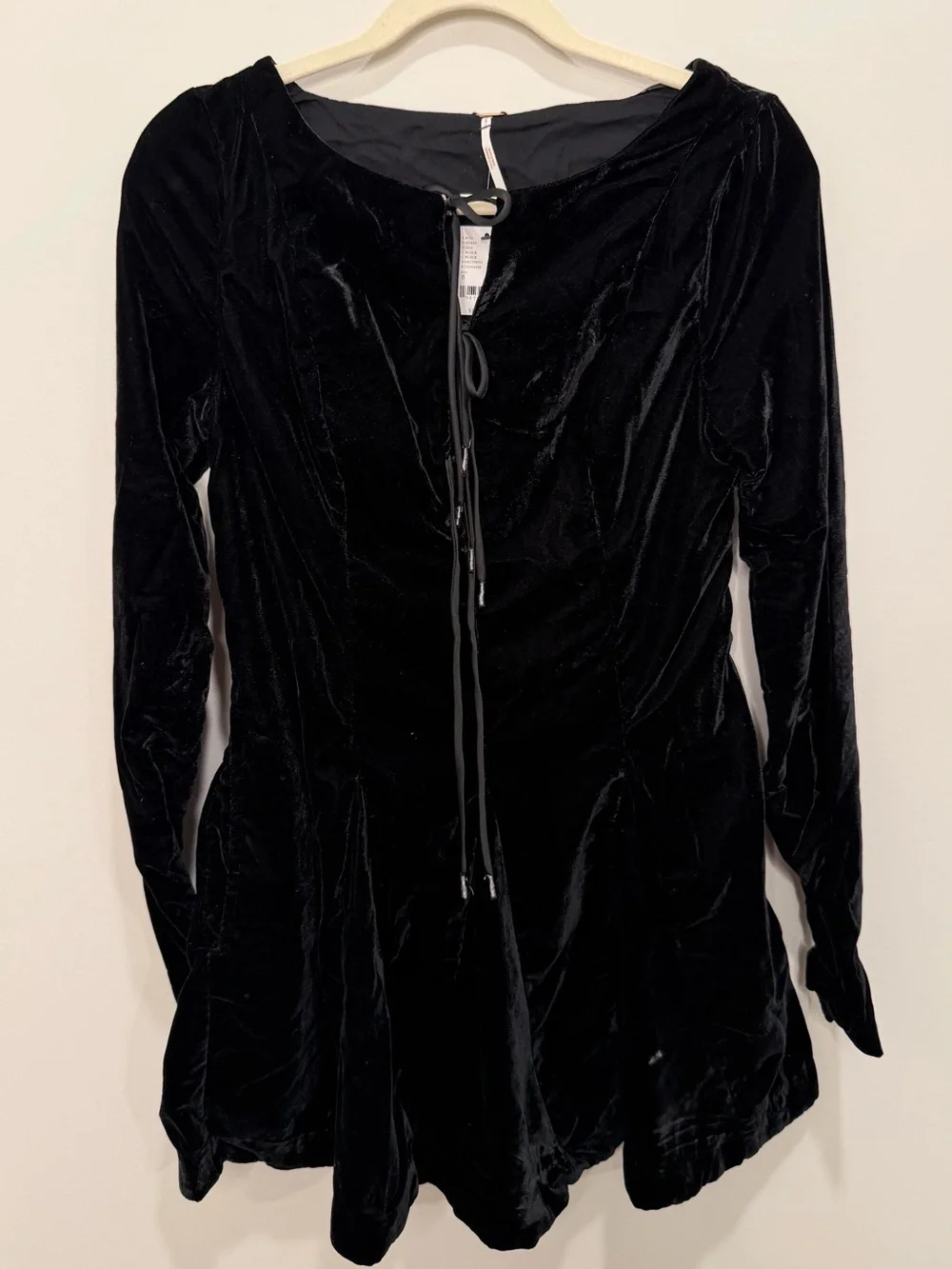 Free People Linney Velvet Minidress Black NWT Size 6